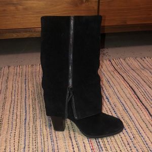 INC black suede boots size 8